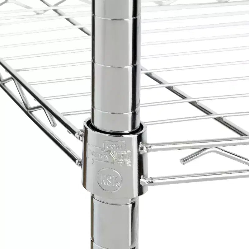 Étagère de rangement chromée à 5 niveaux 18" x 36" x 72" : Étagères grillagées, acier, capacité de 158 kg, rangement universel