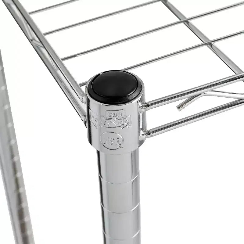 Étagère de rangement chromée à 5 niveaux 18" x 36" x 72" : Étagères grillagées, acier, capacité de 158 kg, rangement universel