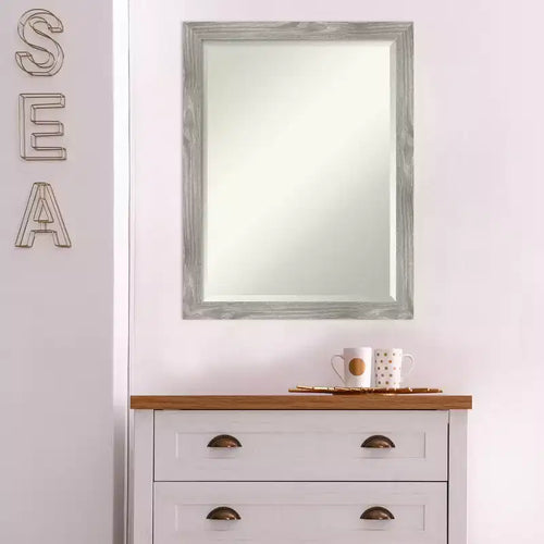 Miroir mural carré encadré Dove 50 x 66 cm gris délavé