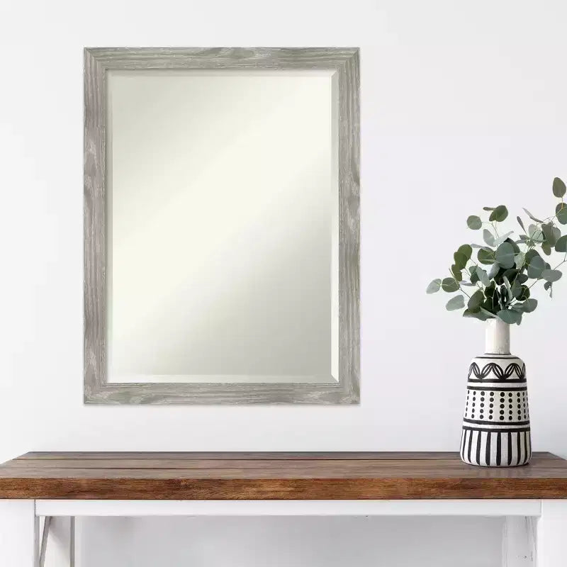 Miroir mural carré encadré Dove 50 x 66 cm gris délavé
