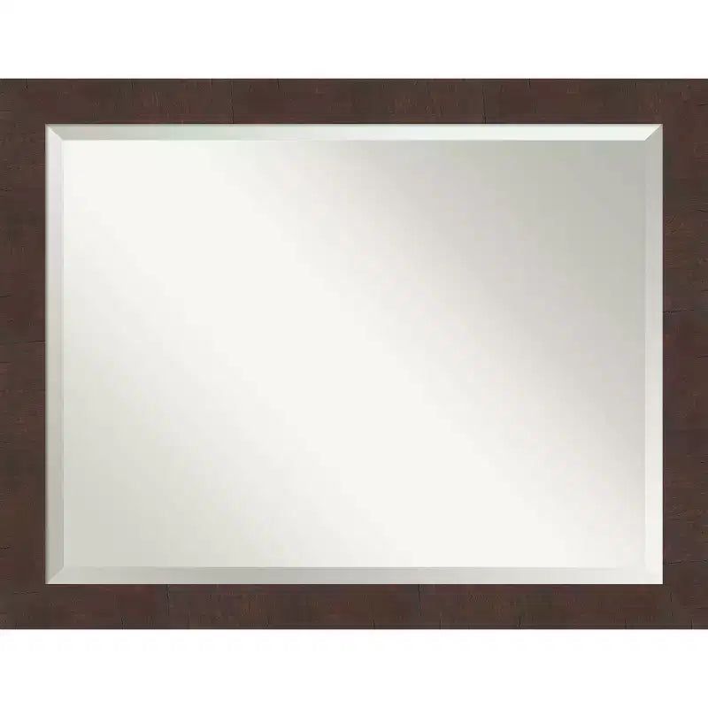 Amanti Art 45" x 35" Wildwood Framed Wall Mirror Brown : Modern Beveled Glass, No Assembly Required