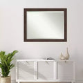 Miroir Mural Encadré Wildwood 45" x 35" Marron : Verre Biseauté Moderne, Aucun Assemblage Requis