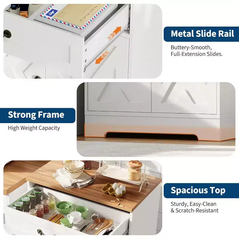 Meuble de bar à café de ferme avec 2 portes et tiroir, buffet de rangement de cuisine avec étagère réglable, capacité de 68 kg, pour salle à manger