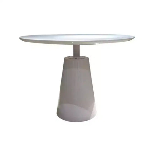 HomeRoots 42 White Wood and Metal Pedestal Base Round Top Dining Table