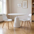 Table de salle à manger ronde à pied central en bois et métal, 42 po, dessus rond