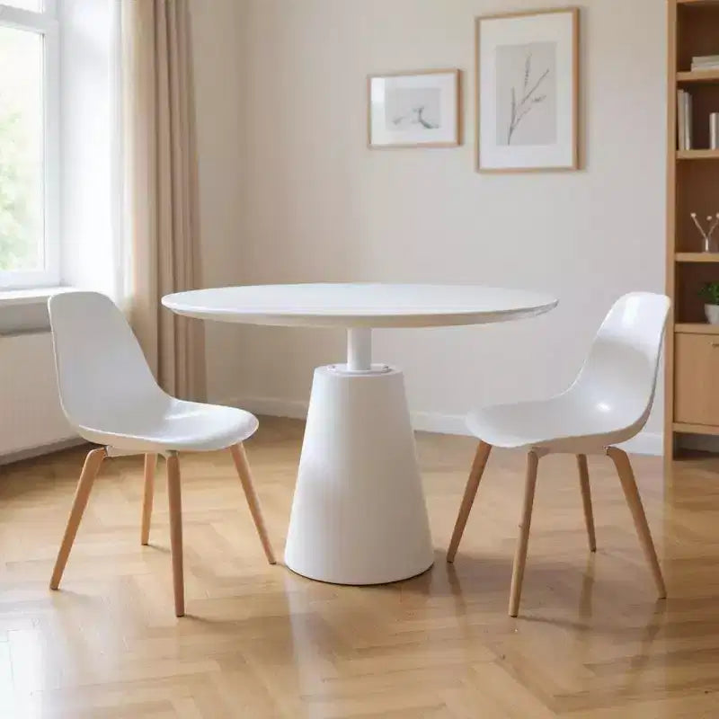 Table de salle à manger ronde à pied central en bois et métal, 42 po, dessus rond
