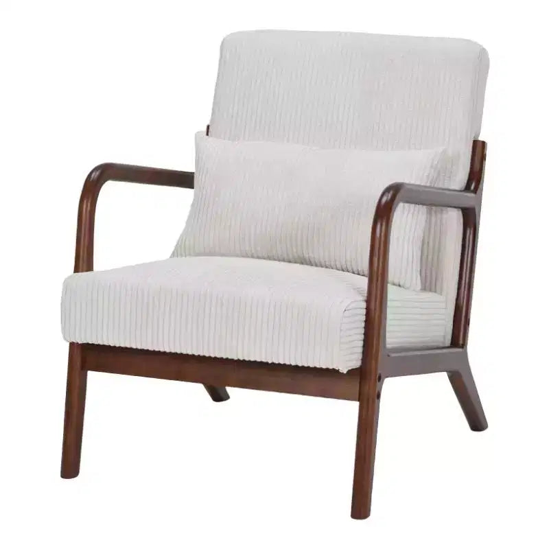 Fauteuil d'appoint moderne du milieu du siècle avec oreiller et cadre en bois massif, fauteuil rembourré pour salon, chambre ou coin lecture