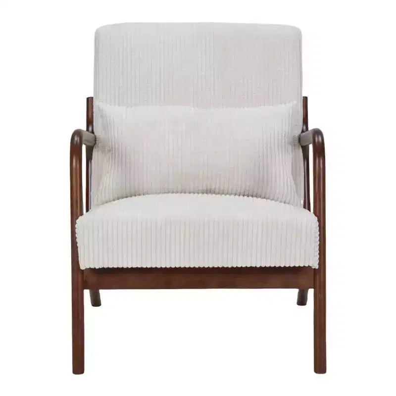 Fauteuil d'appoint moderne du milieu du siècle avec oreiller et cadre en bois massif, fauteuil rembourré pour salon, chambre ou coin lecture