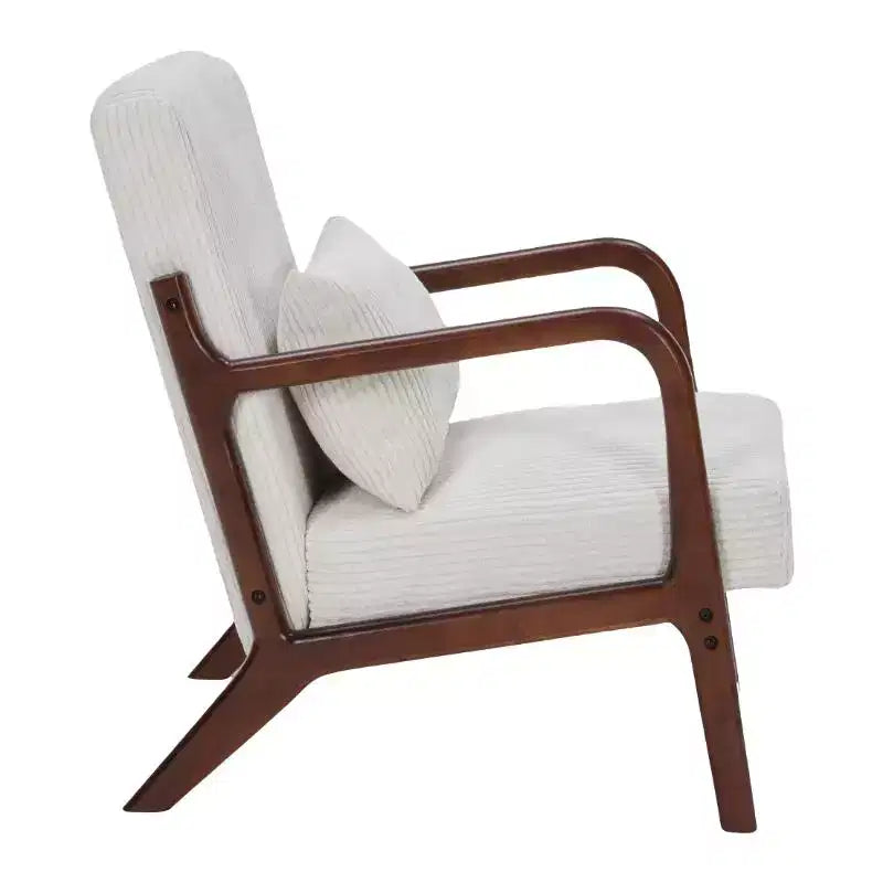 Fauteuil d'appoint moderne du milieu du siècle avec oreiller et cadre en bois massif, fauteuil rembourré pour salon, chambre ou coin lecture