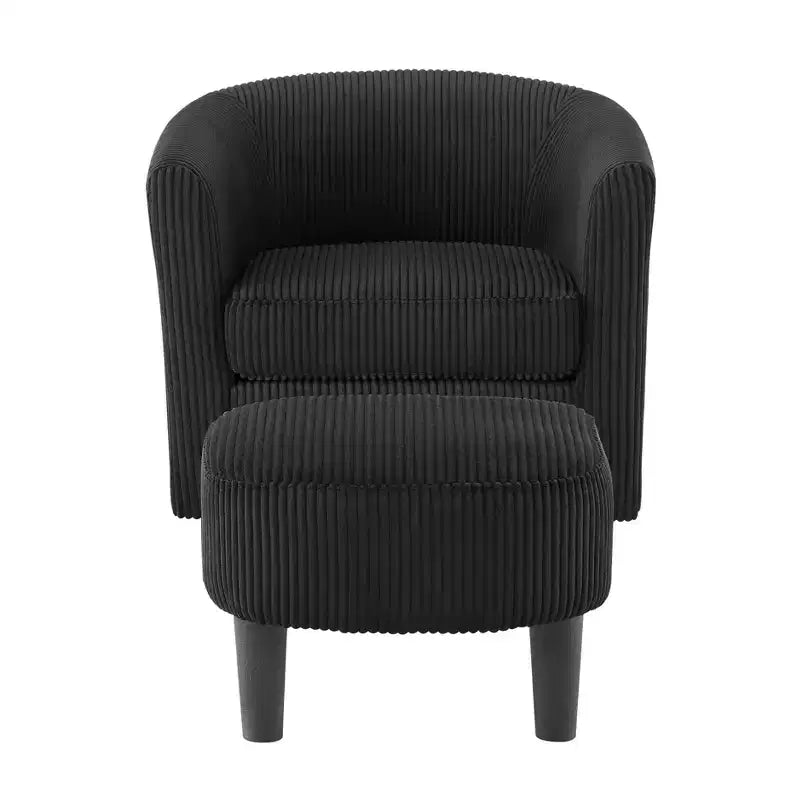 Fauteuil pivotant cylindrique moderne et pouf, mobilier de salon confortable