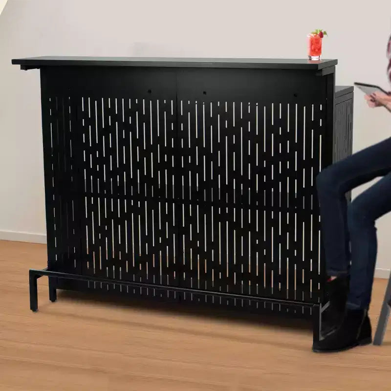 Meuble de bar d'intérieur avec armoire de rangement et étagères – Meuble de bar noir pour l'organisation du rangement de cuisine avec étagères