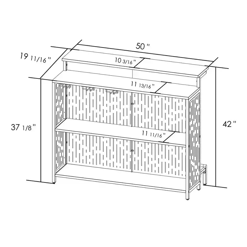 Meuble de bar d'intérieur avec armoire de rangement et étagères – Meuble de bar noir pour l'organisation du rangement de cuisine avec étagères