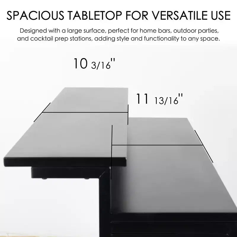 Meuble de bar d'intérieur avec armoire de rangement et étagères – Meuble de bar noir pour l'organisation du rangement de cuisine avec étagères