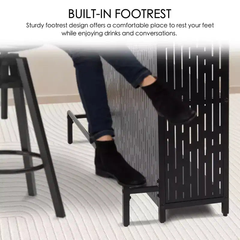 Meuble de bar d'intérieur avec armoire de rangement et étagères – Meuble de bar noir pour l'organisation du rangement de cuisine avec étagères