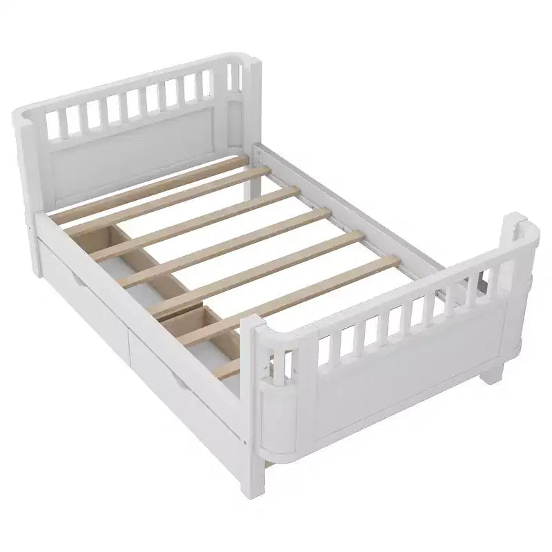 Lit plateforme en bois, moderne et élégant, de taille double, avec barrières de sécurité pour filles et garçons