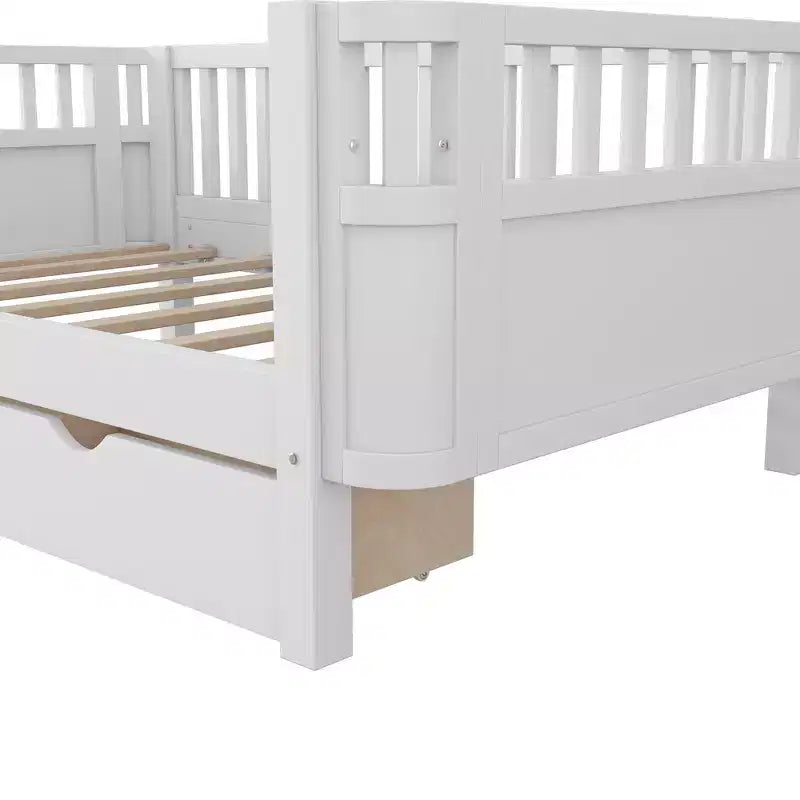 Lit plateforme en bois, moderne et élégant, de taille double, avec barrières de sécurité pour filles et garçons