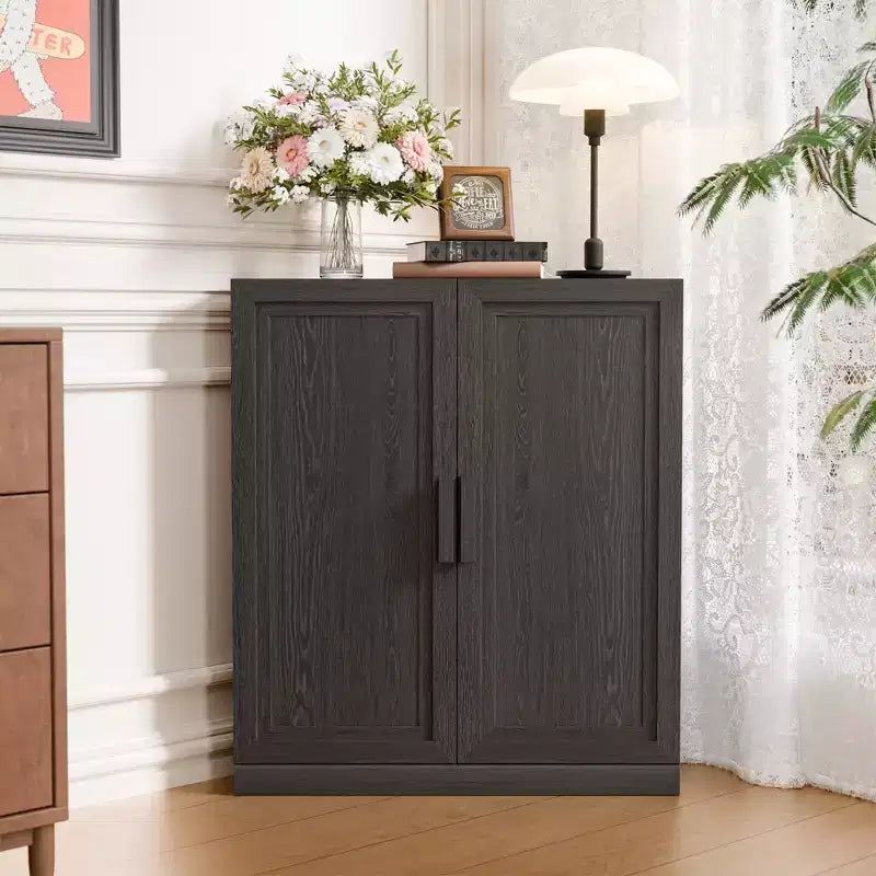 Meuble d'angle avec étagères réglables Buffet Vaisselier Meuble de cuisine et de salle à manger avec portes en bois - 31H x 31L, 36H x 31L