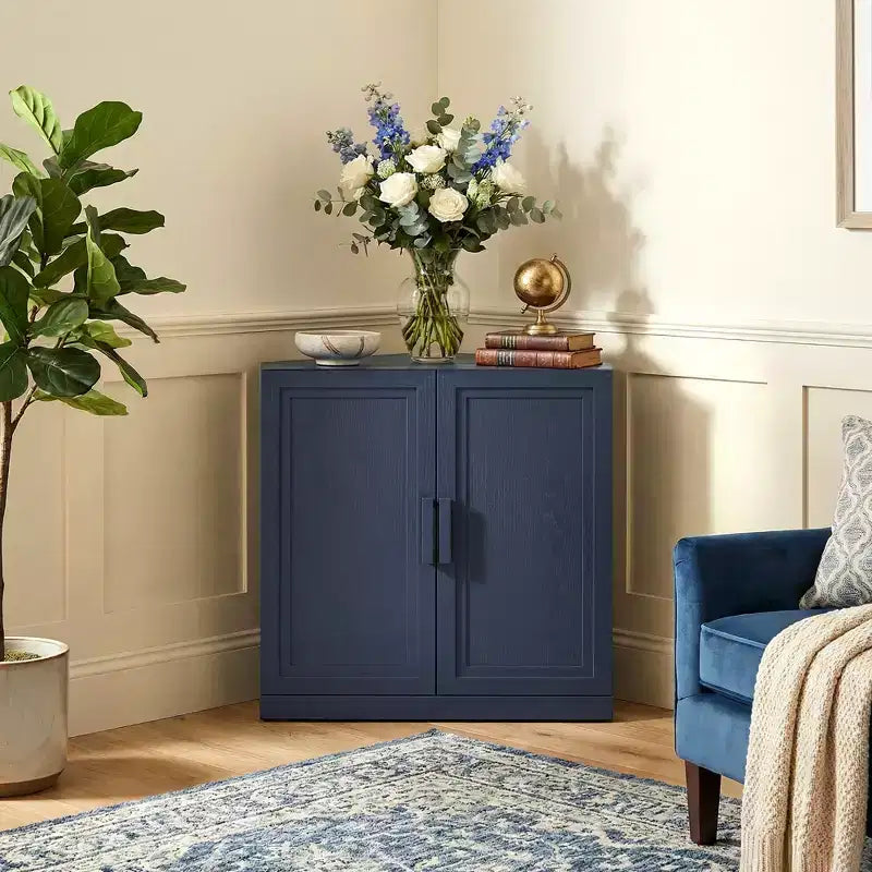 Meuble d'angle avec étagères réglables Buffet Vaisselier Meuble de cuisine et de salle à manger avec portes en bois - 31H x 31L, 36H x 31L