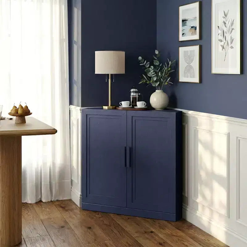 Meuble d'angle avec étagères réglables Buffet Vaisselier Meuble de cuisine et de salle à manger avec portes en bois - 31H x 31L, 36H x 31L
