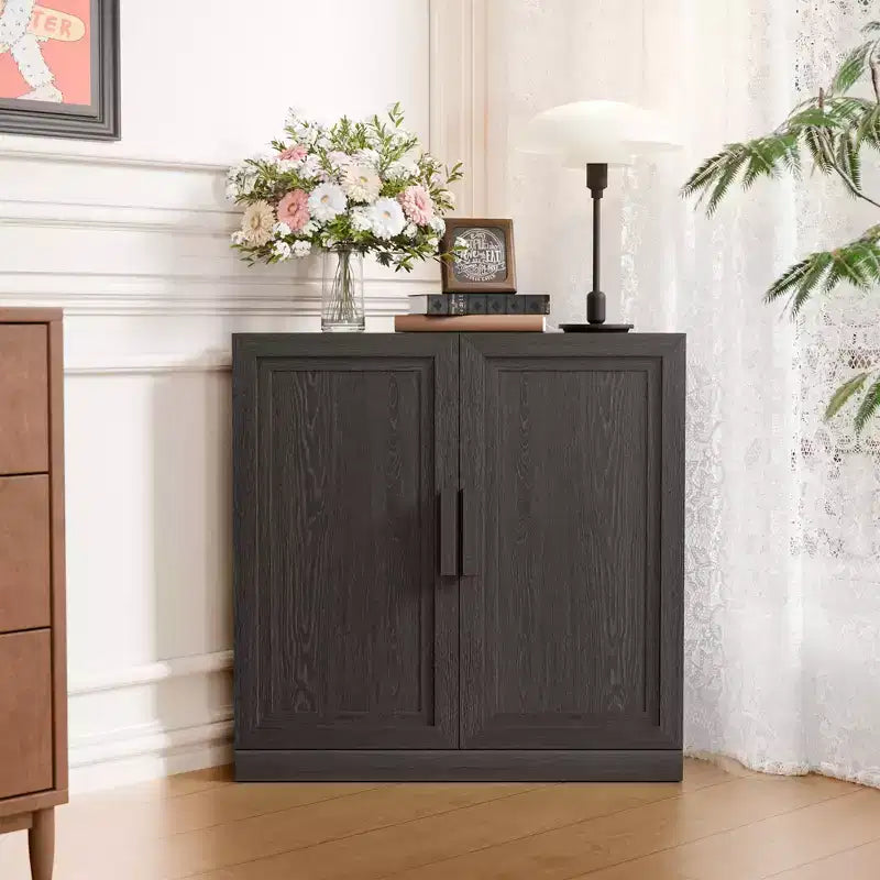 Meuble d'angle avec étagères réglables Buffet Vaisselier Meuble de cuisine et de salle à manger avec portes en bois - 31H x 31L, 36H x 31L