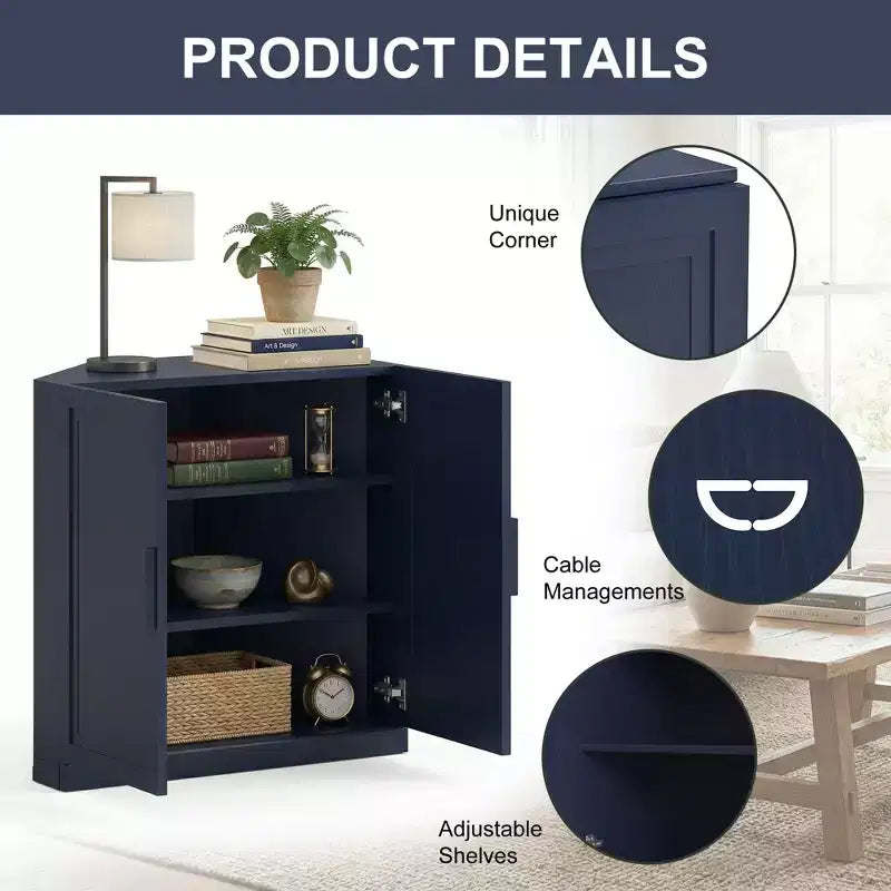 Meuble d'angle avec étagères réglables Buffet Vaisselier Meuble de cuisine et de salle à manger avec portes en bois - 31H x 31L, 36H x 31L