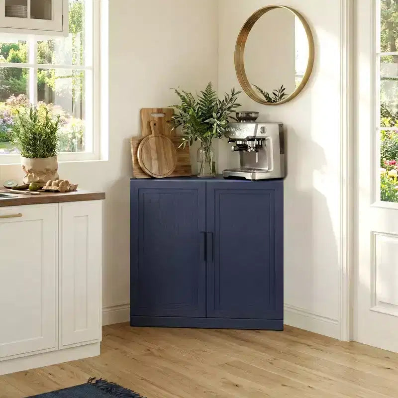 Meuble d'angle avec étagères réglables Buffet Vaisselier Meuble de cuisine et de salle à manger avec portes en bois - 31H x 31L, 36H x 31L