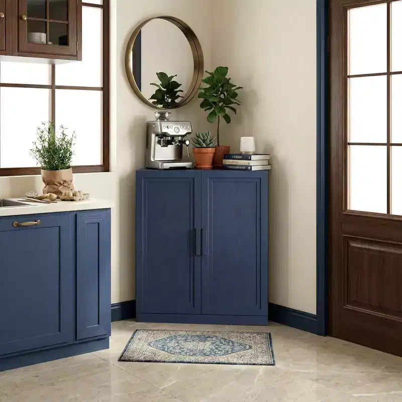 Meuble d'angle avec étagères réglables Buffet Vaisselier Meuble de cuisine et de salle à manger avec portes en bois - 31H x 31L, 36H x 31L