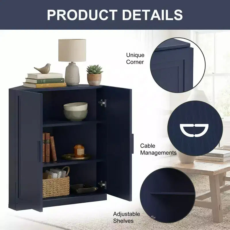 Meuble d'angle avec étagères réglables Buffet Vaisselier Meuble de cuisine et de salle à manger avec portes en bois - 31H x 31L, 36H x 31L