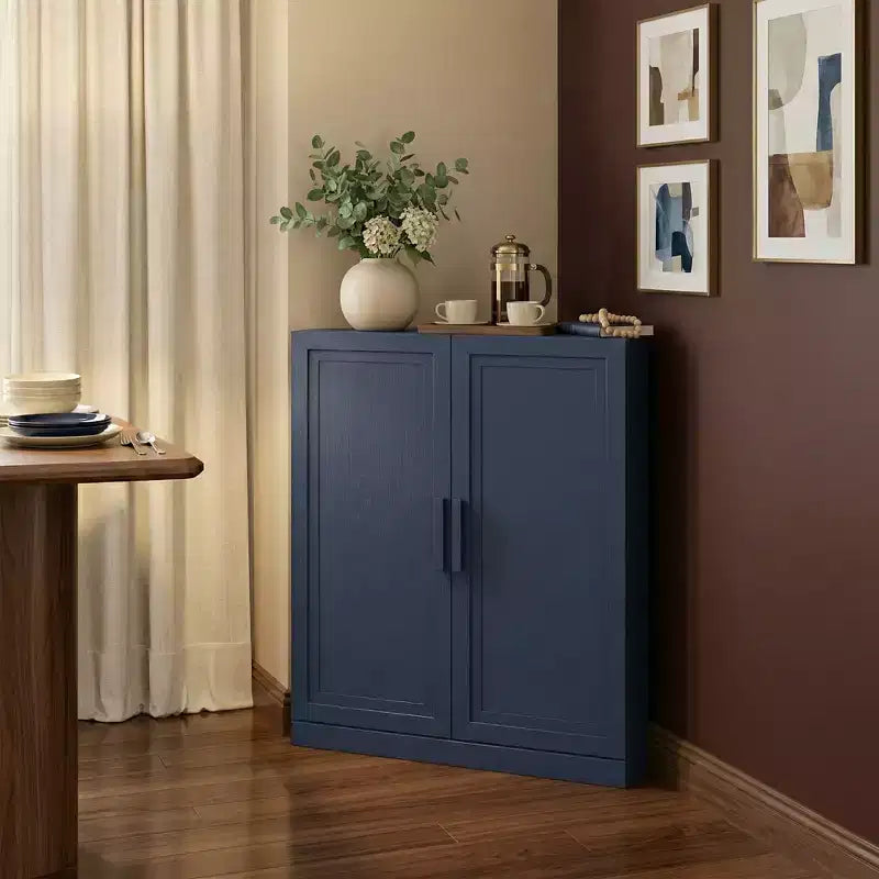 Meuble d'angle avec étagères réglables Buffet Vaisselier Meuble de cuisine et de salle à manger avec portes en bois - 31H x 31L, 36H x 31L