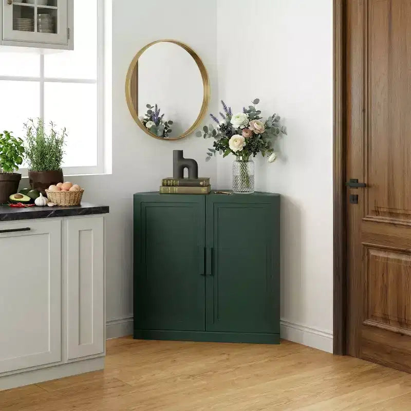 Meuble d'angle avec étagères réglables Buffet Vaisselier Meuble de cuisine et de salle à manger avec portes en bois - 31H x 31L, 36H x 31L