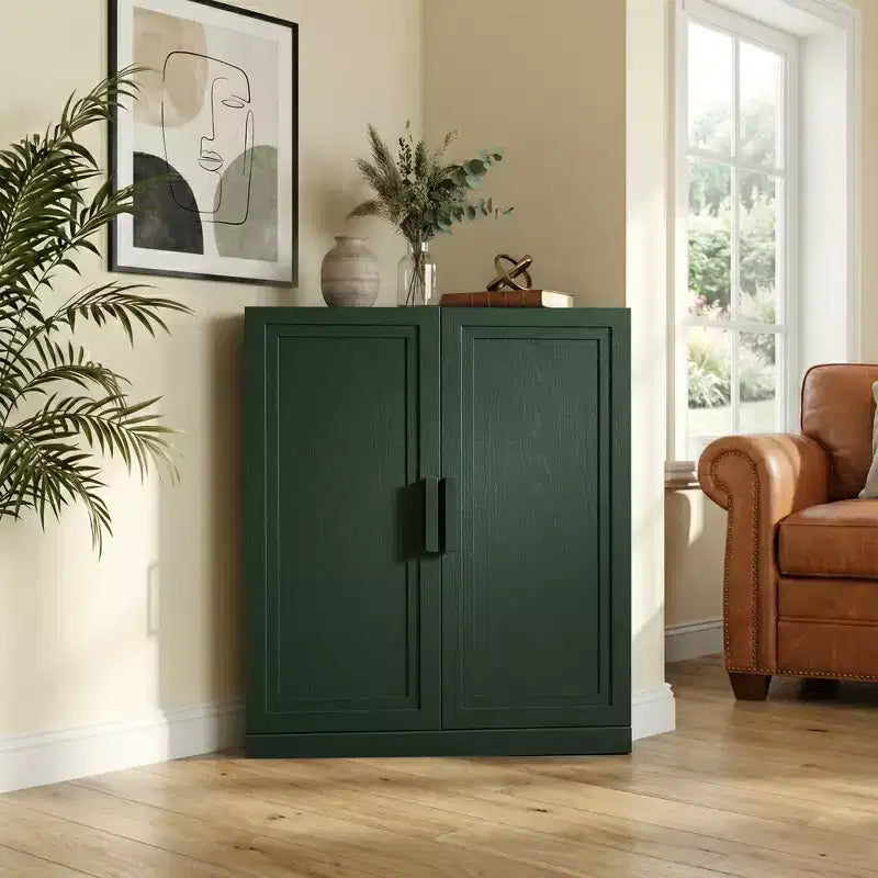 Meuble d'angle avec étagères réglables Buffet Vaisselier Meuble de cuisine et de salle à manger avec portes en bois - 31H x 31L, 36H x 31L