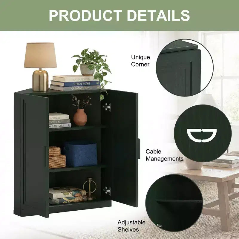 Meuble d'angle avec étagères réglables Buffet Vaisselier Meuble de cuisine et de salle à manger avec portes en bois - 31H x 31L, 36H x 31L