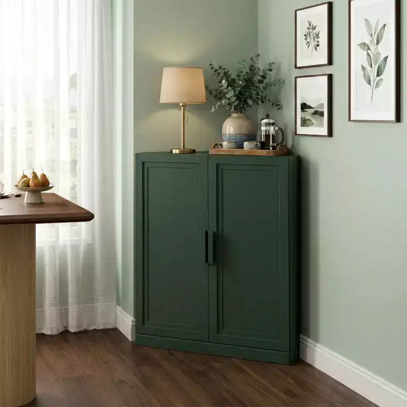 Meuble d'angle avec étagères réglables Buffet Vaisselier Meuble de cuisine et de salle à manger avec portes en bois - 31H x 31L, 36H x 31L