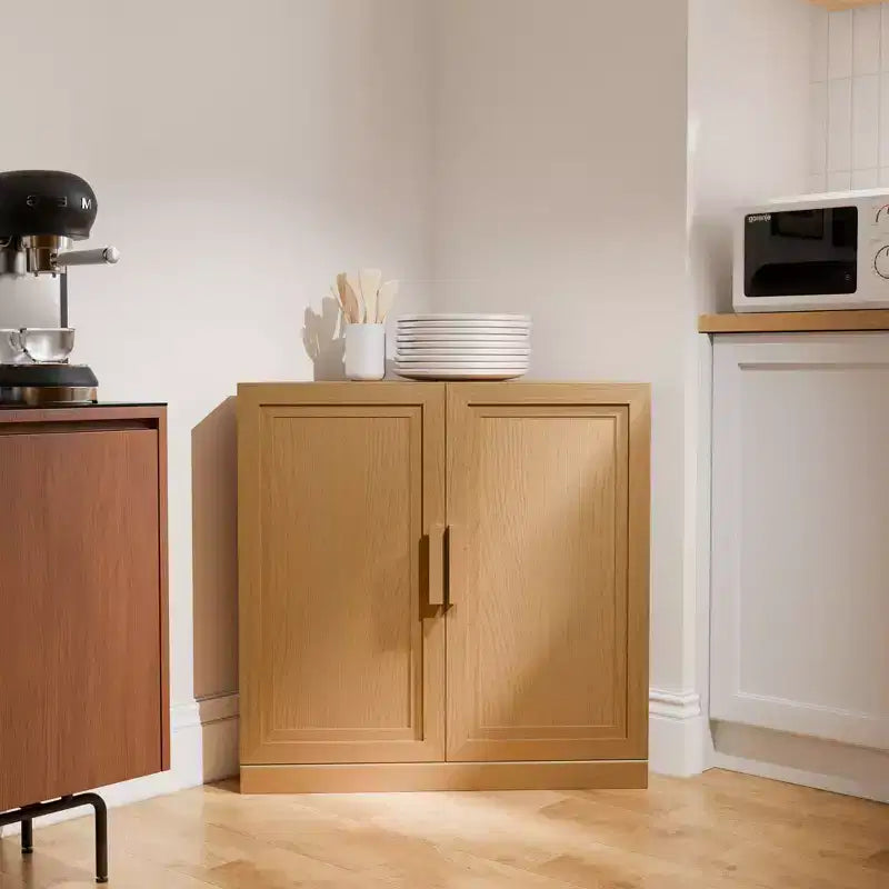 Meuble d'angle avec étagères réglables Buffet Vaisselier Meuble de cuisine et de salle à manger avec portes en bois - 31H x 31L, 36H x 31L