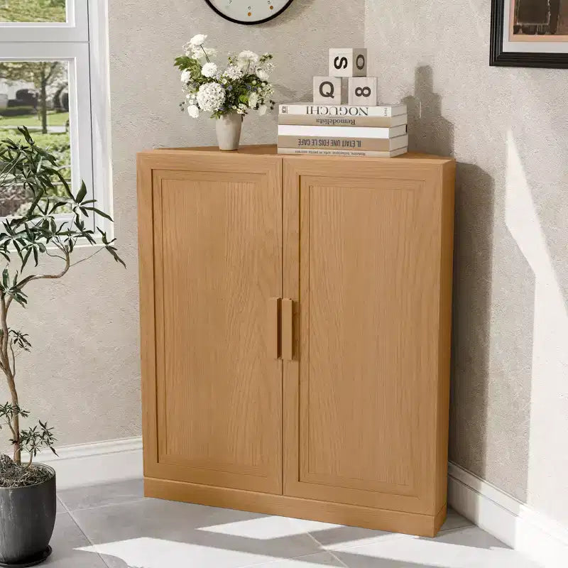 Meuble d'angle avec étagères réglables Buffet Vaisselier Meuble de cuisine et de salle à manger avec portes en bois - 31H x 31L, 36H x 31L