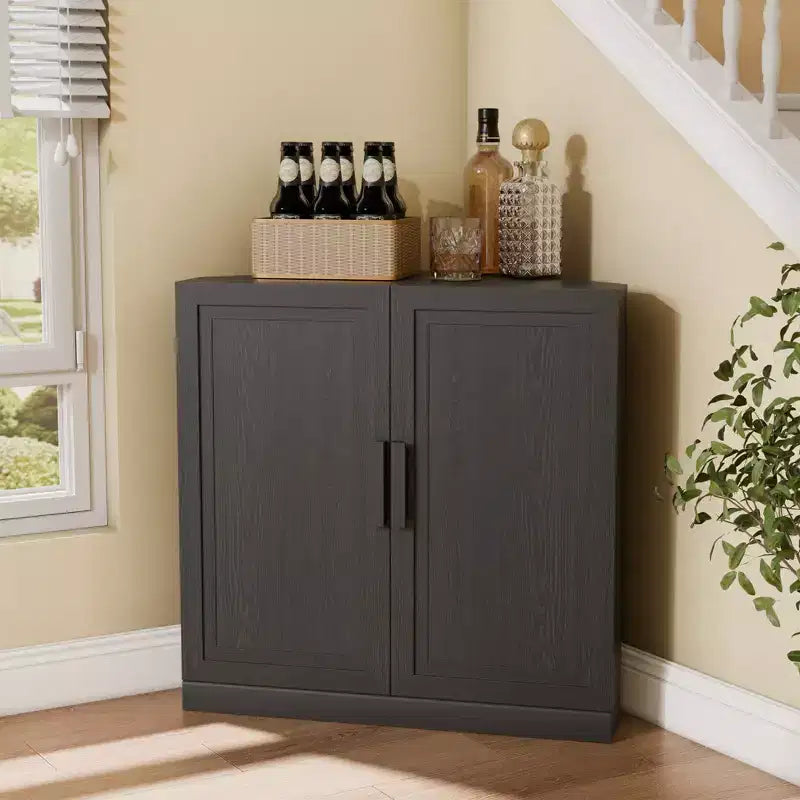 Meuble d'angle avec étagères réglables Buffet Vaisselier Meuble de cuisine et de salle à manger avec portes en bois - 31H x 31L, 36H x 31L