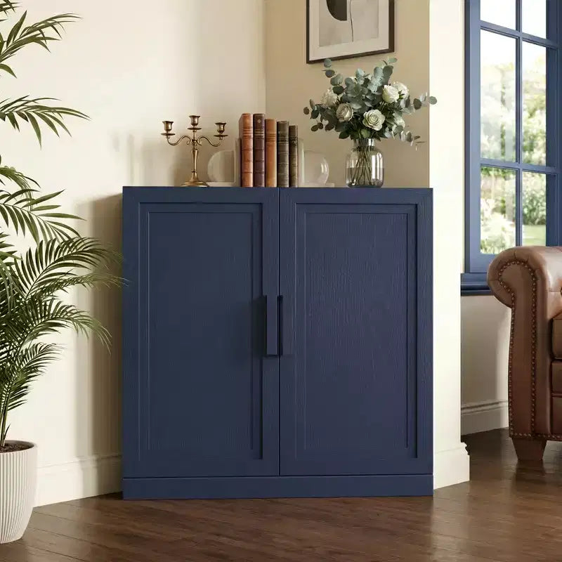 Meuble d'angle avec étagères réglables Buffet Vaisselier Meuble de cuisine et de salle à manger avec portes en bois - 31H x 31L, 36H x 31L