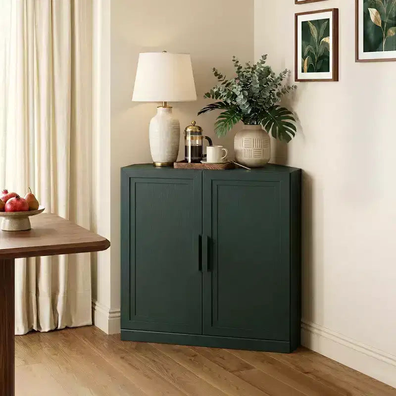 Meuble d'angle avec étagères réglables Buffet Vaisselier Meuble de cuisine et de salle à manger avec portes en bois - 31H x 31L, 36H x 31L