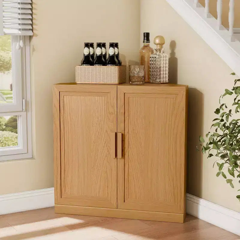 Meuble d'angle avec étagères réglables Buffet Vaisselier Meuble de cuisine et de salle à manger avec portes en bois - 31H x 31L, 36H x 31L