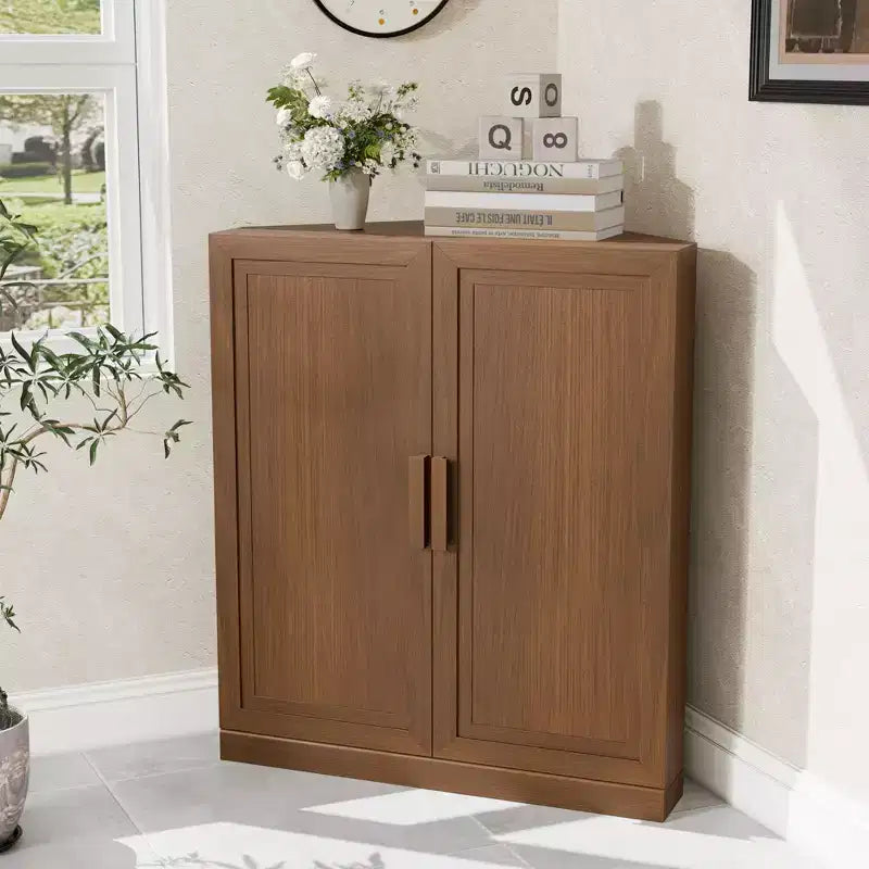Meuble d'angle avec étagères réglables Buffet Vaisselier Meuble de cuisine et de salle à manger avec portes en bois - 31H x 31L, 36H x 31L