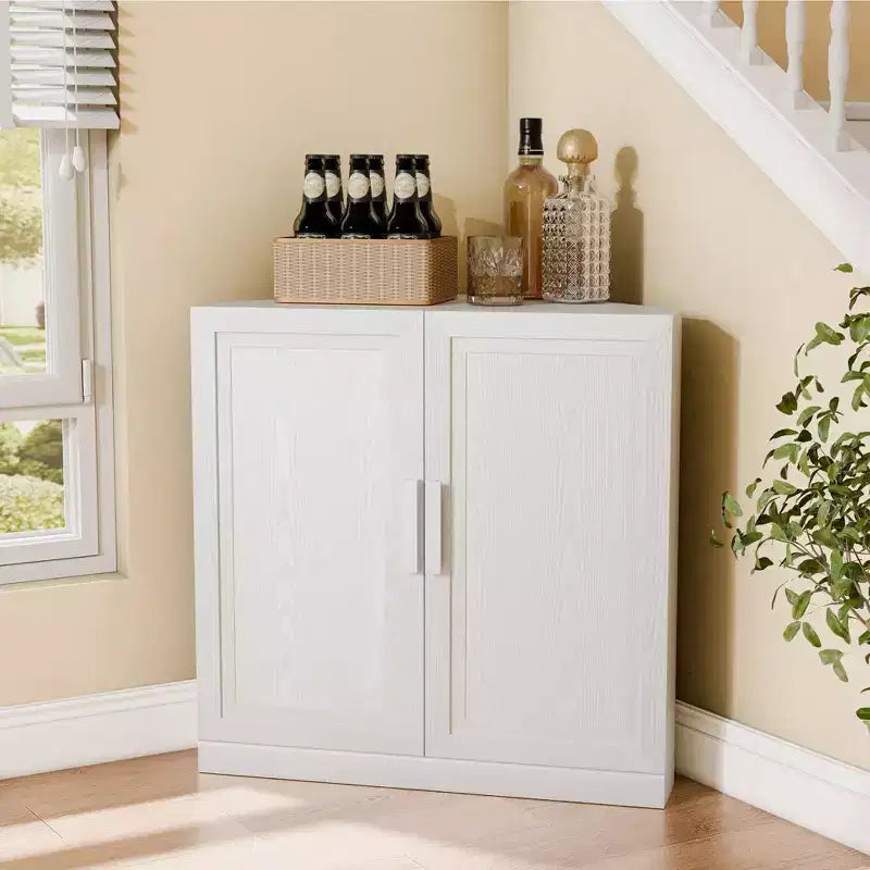 Meuble d'angle avec étagères réglables Buffet Vaisselier Meuble de cuisine et de salle à manger avec portes en bois - 31H x 31L, 36H x 31L
