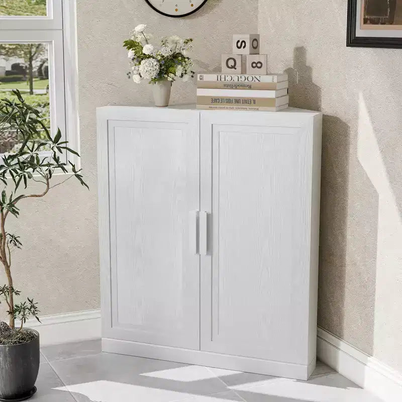 Meuble d'angle avec étagères réglables Buffet Vaisselier Meuble de cuisine et de salle à manger avec portes en bois - 31H x 31L, 36H x 31L