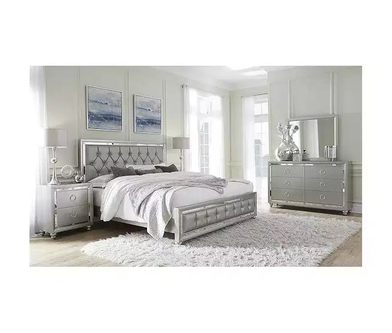 Miroir Cadre Argent Design Contemporain Accent Élégant pour Chambre à Coucher pour un Style Raffiné