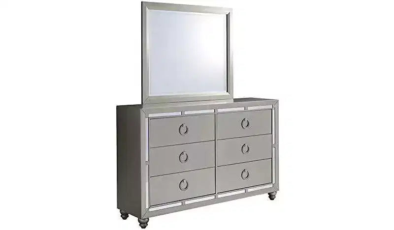Miroir Cadre Argent Design Contemporain Accent Élégant pour Chambre à Coucher pour un Style Raffiné