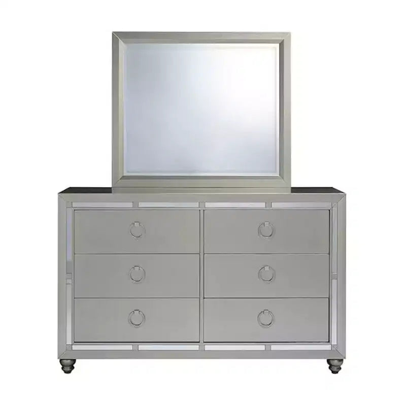 Miroir Cadre Argent Design Contemporain Accent Élégant pour Chambre à Coucher pour un Style Raffiné