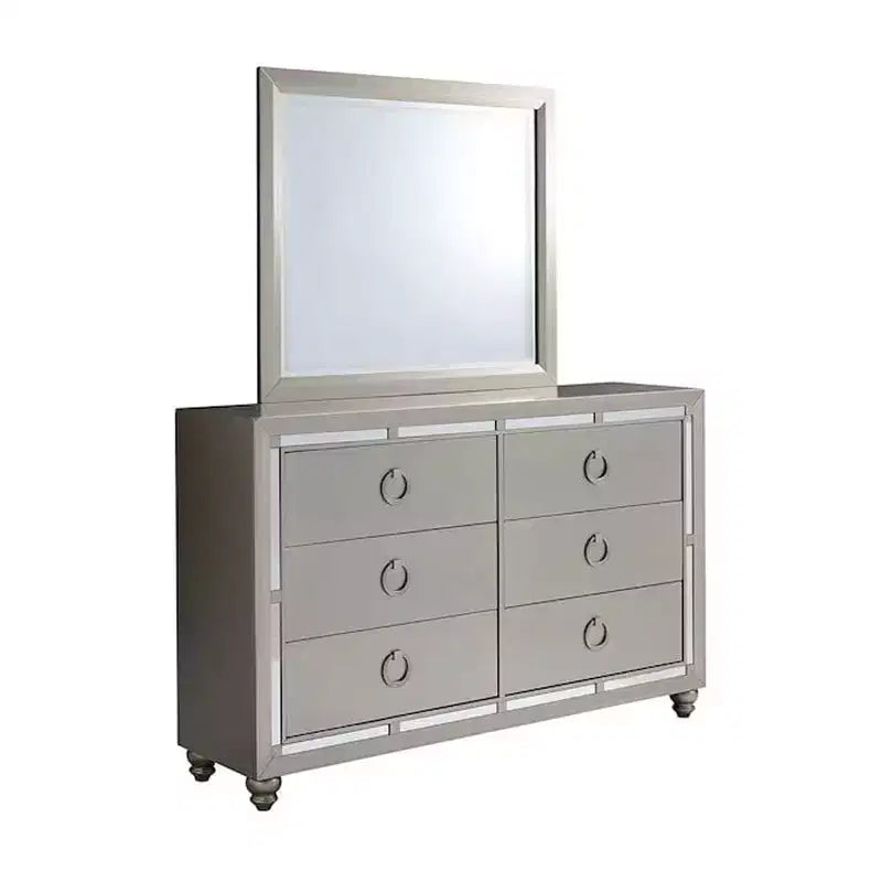 Miroir Cadre Argent Design Contemporain Accent Élégant pour Chambre à Coucher pour un Style Raffiné