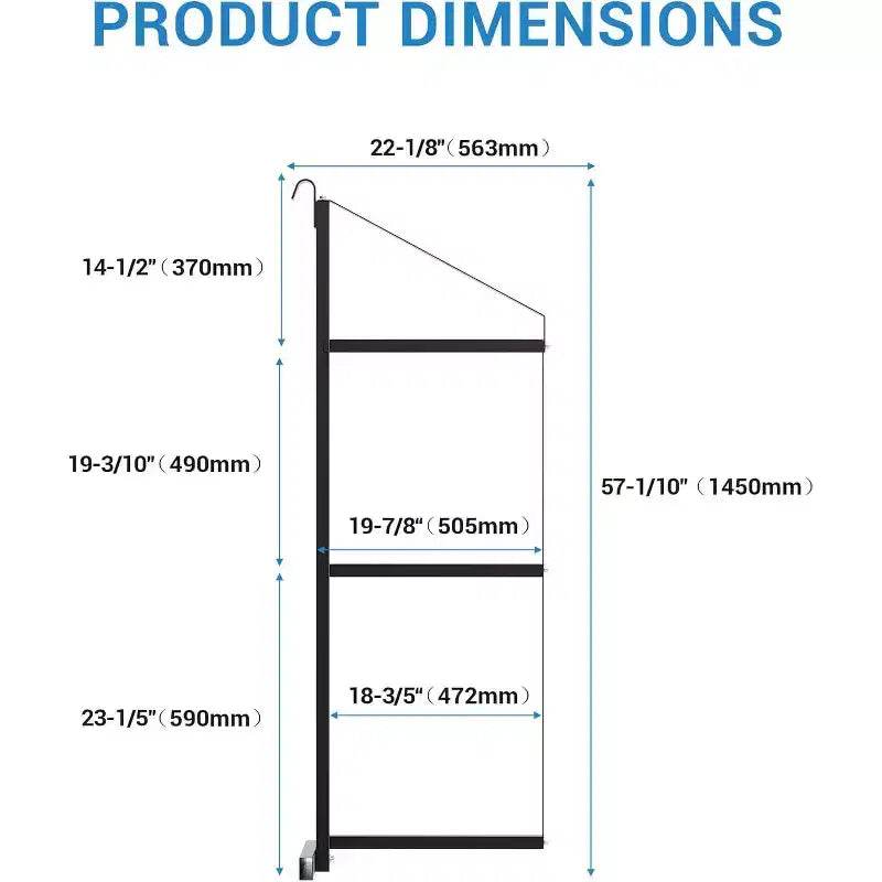 Étagère de rangement robuste en acier à 3 niveaux pour conteneur maritime, 22x60, capacité de 1100 lb, support de rangement suspendu pour conteneurs et garages