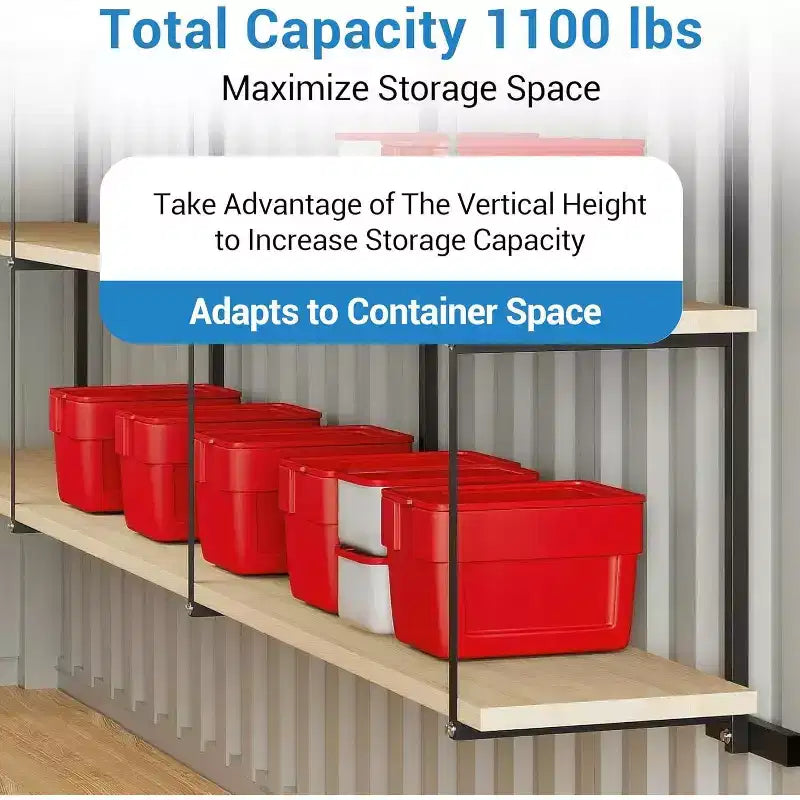 Étagère de rangement robuste en acier à 3 niveaux pour conteneur maritime, 22x60, capacité de 1100 lb, support de rangement suspendu pour conteneurs et garages