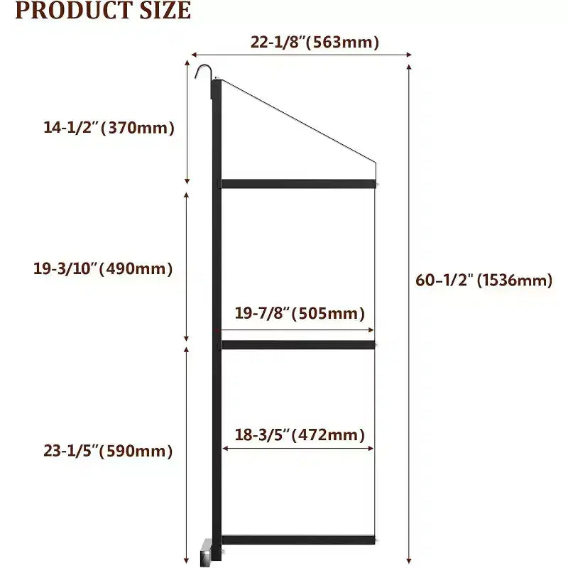 Étagère de rangement robuste en acier à 3 niveaux pour conteneur maritime, 22x60, capacité de 1100 lb, support de rangement suspendu pour conteneurs et garages