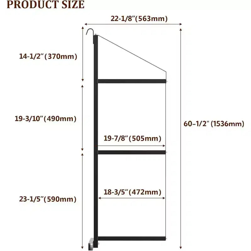 Étagère de rangement robuste en acier à 3 niveaux pour conteneur maritime, 22x60, capacité de 1100 lb, support de rangement suspendu pour conteneurs et garages